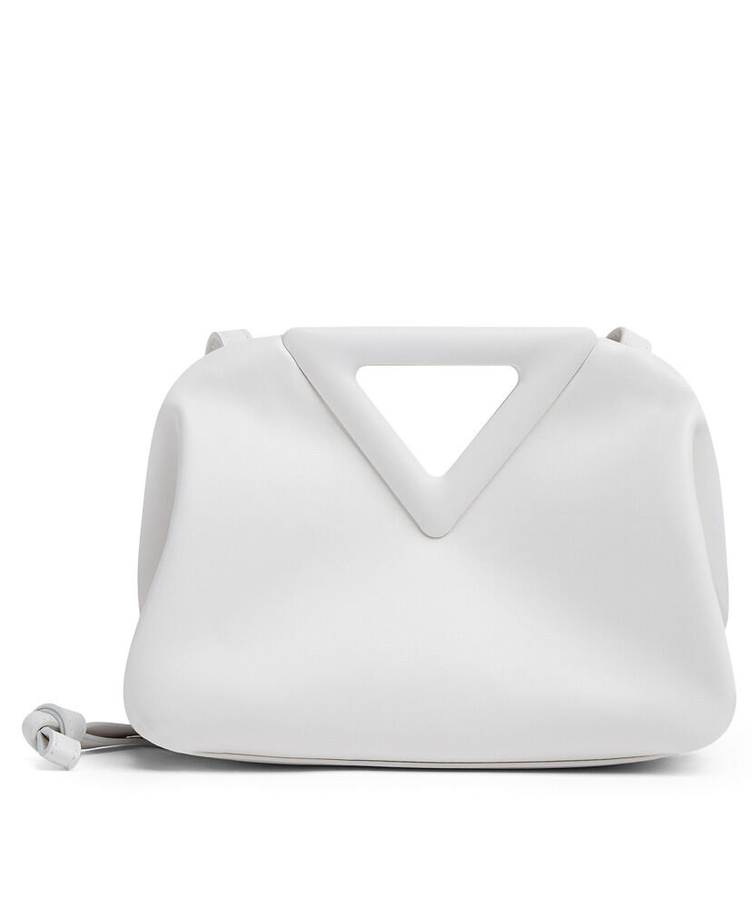 Bottega Veneta Point Leather Top Handle Bag Cream